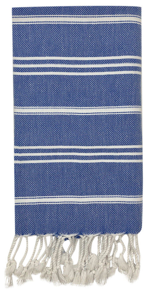 premium decorative fringed cotton hand towel for kitchen and bathroom navy