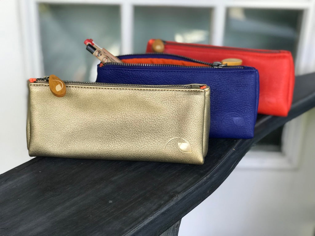 durable canvas union makeup pouch bag for cosmetics storage royal blue