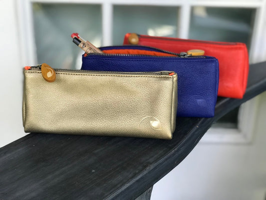 durable canvas union makeup pouch bag for cosmetics storage royal blue
