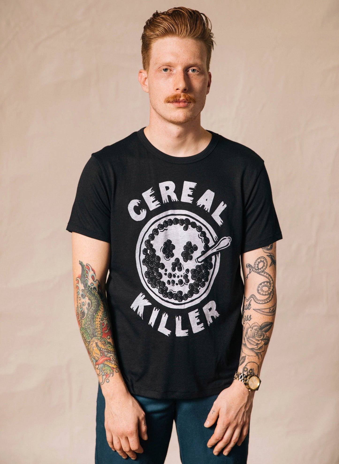 comfortable unisex crew neck graphic slogan tee shirt in soft black