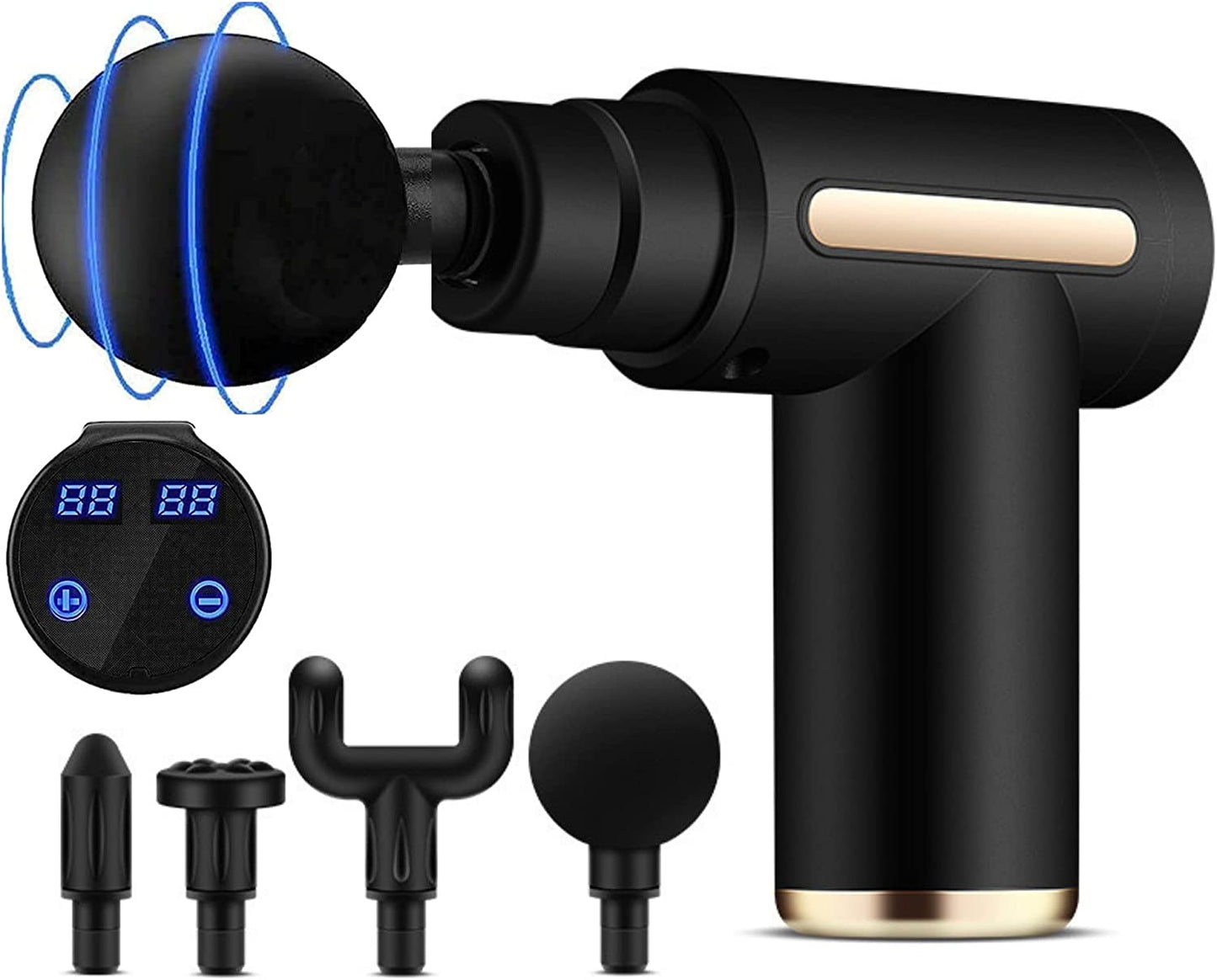 Premium cordless muscle massager gun in hand for deep tissue relief