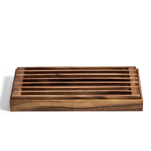 kronberg wooden bread cutting board with built in crumb catcher