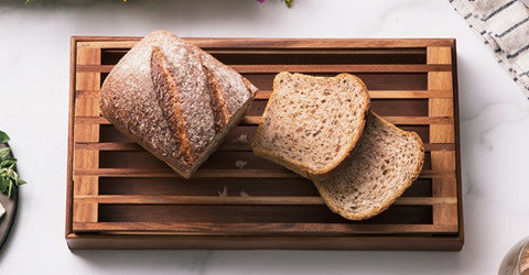 premium slatted hardwood bread slicing board container kitchen tool design