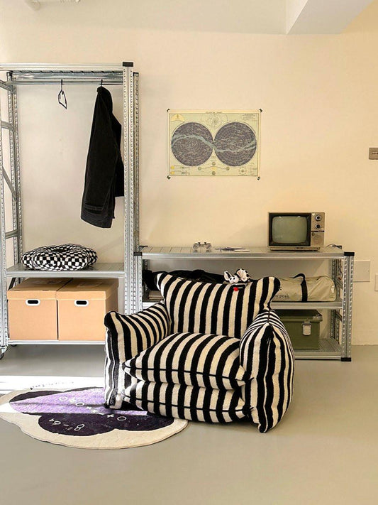 Premium Striped Lazy Sofa Chair – Stylish Home Office Setup 2025/26