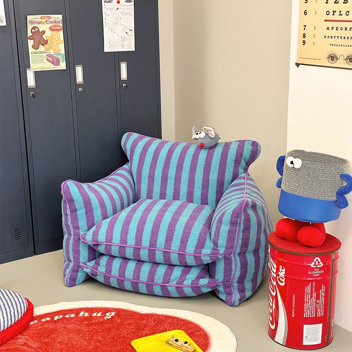 Premium Striped Lazy Sofa Chair – Stylish Home Office Setup 2025/26