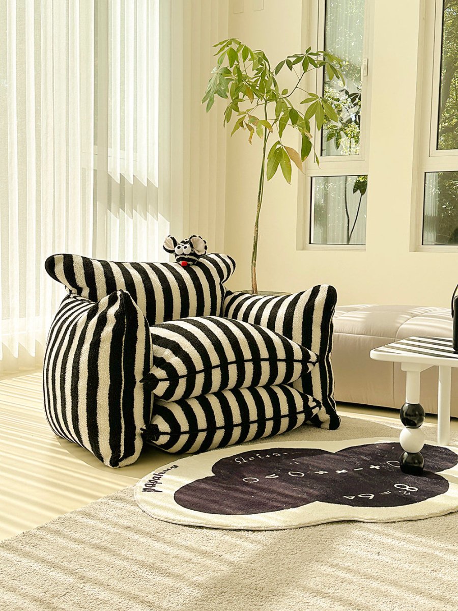 Premium Striped Lazy Sofa Chair – Stylish Home Office Setup 2025/26