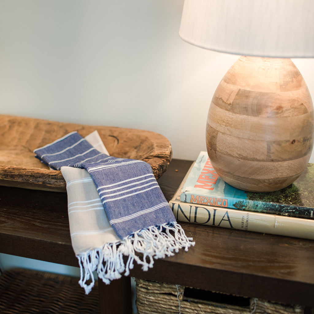 durable herringbone weave Turkish wash cloth with knotted edge detailing grid